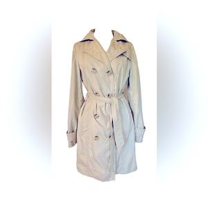 Eddie Bauer Women's Lightweight Double Breasted Tan Trench Coat Travel Sz Large